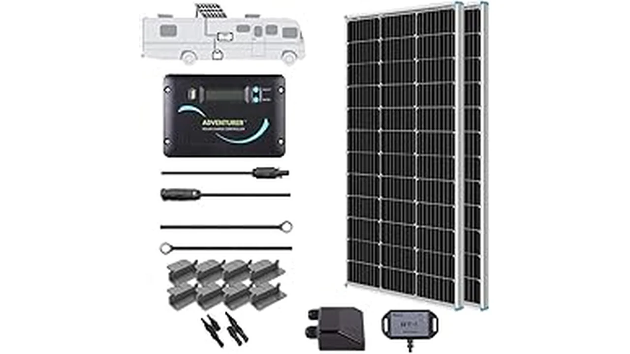This image shows a powerful off-grid solar kit designed for reliable power even in cloudy regions.