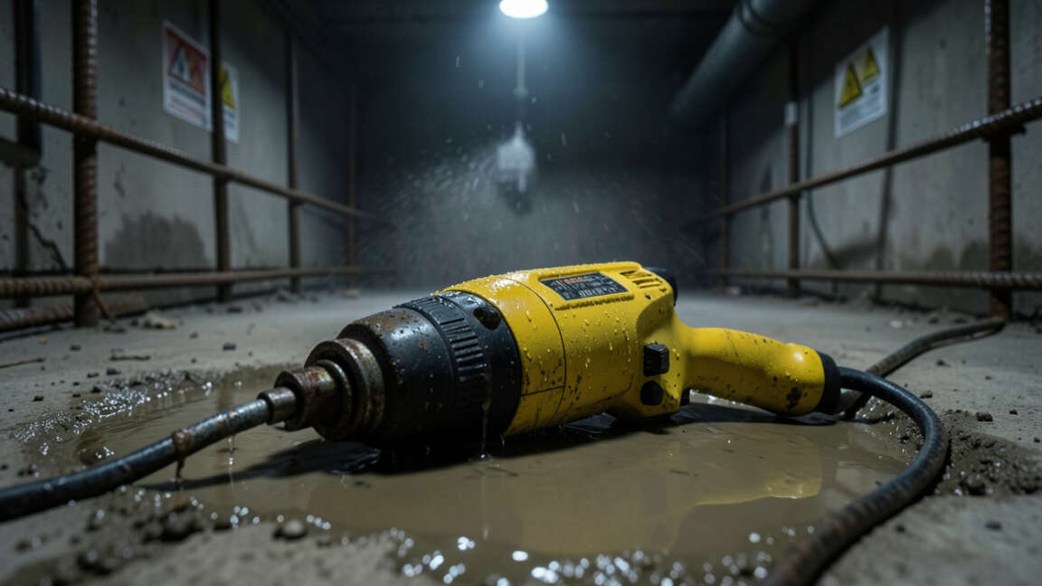 1. In a Damp or Wet Area – The Fastest Way to Kill Your Hammer Drill