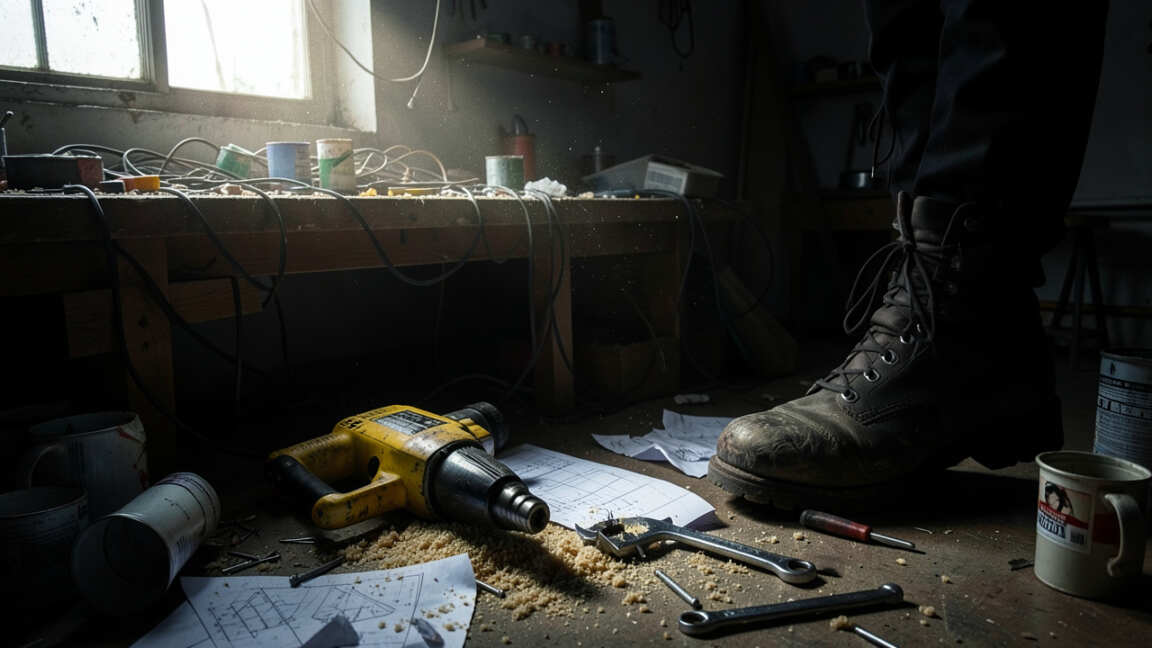 6. In a Cluttered Workshop Where It Can Be Knocked Over or Stepped On